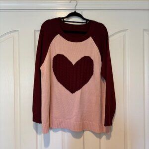 Pullover Heart Knit Sweater Size 14/16 1X